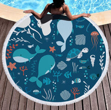 將圖片載入圖庫檢視器 Turtle Round Beach Towels With Tassel Microfiber Bohemia Beach Towel