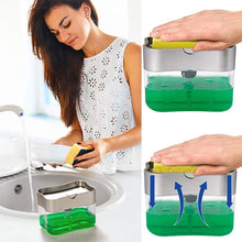 將圖片載入圖庫檢視器 Sponge Box Soap Dispenser Double Layer Kitchen Plastic Soap Dispenser Sponge Scrubber