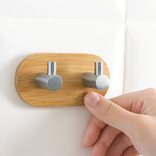 將圖片載入圖庫檢視器 Bamboo And Wood Stainless Steel Three-row Hook