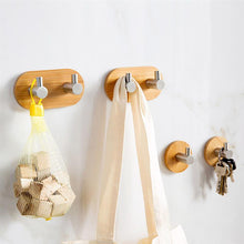 將圖片載入圖庫檢視器 Bamboo And Wood Stainless Steel Three-row Hook