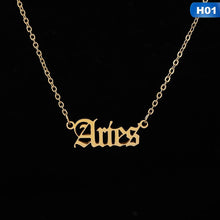 將圖片載入圖庫檢視器 Men Women 12 Zodiac Letter Constellations Pendants Necklace For