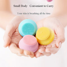 將圖片載入圖庫檢視器 Facial Cleansing Brush Mini USB Charging Silicone Face Cleanser Waterproof Ultrasonic Skin Scrubber