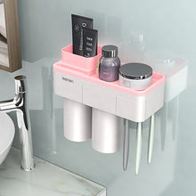 將圖片載入圖庫檢視器 Magnetic Adsorption Toothbrush Holder Inverted Cup Wall Mount Bathroom Cleanser Storage Rack