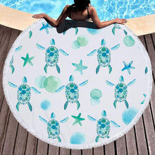 將圖片載入圖庫檢視器 Turtle Round Beach Towels With Tassel Microfiber Bohemia Beach Towel