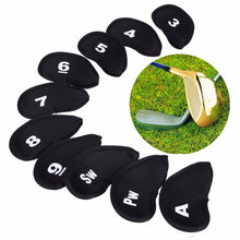 將圖片載入圖庫檢視器 Golf Club Head Covers Iron Putter Protective Case HeadCovers Set Neoprene Black Gold Head