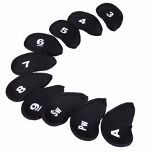 將圖片載入圖庫檢視器 Golf Club Head Covers Iron Putter Protective Case HeadCovers Set Neoprene Black Gold Head