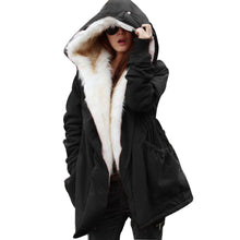 將圖片載入圖庫檢視器 Winter Fashion Women Casual Hoodie Coat Jacket Parkas Long Trench Overcoat Large Black Blue S-2XL