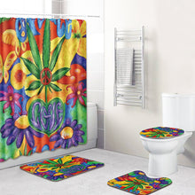 將圖片載入圖庫檢視器 Printing Maple Leaf Bathroom Mats Shower Curtain 4pcs Bath Mat Sets
