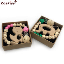 將圖片載入圖庫檢視器 Organic Wooden Animal Teether Natural Teething Grasping Toy Silicone Bead
