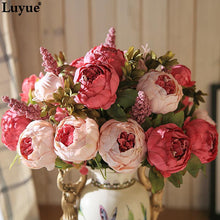 將圖片載入圖庫檢視器 Artificial flowers Peony Vivid flores artificiales Fake Silk Rose
