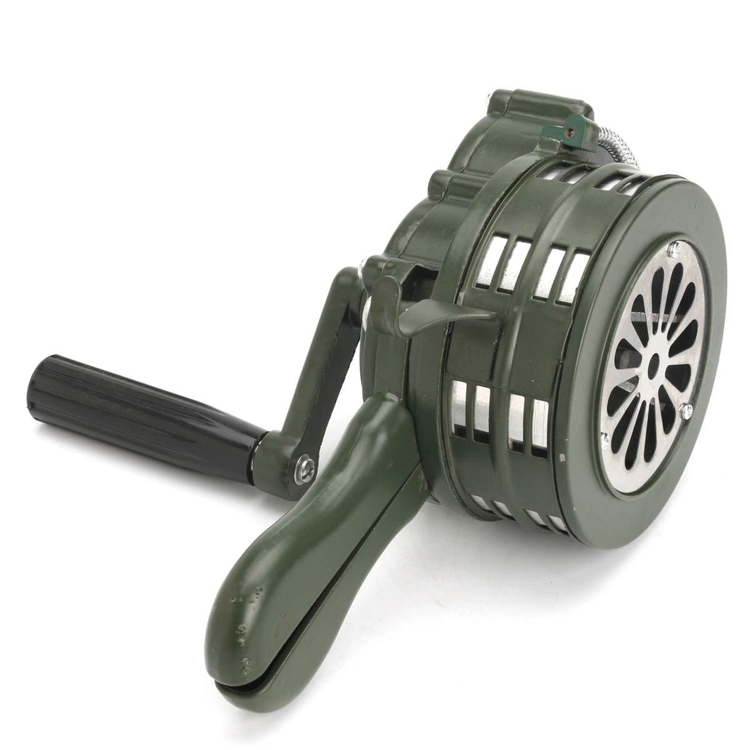 Green Aluminium alloy Crank Hand Operated Air Raid Emergency Safety Alarm Buzzer