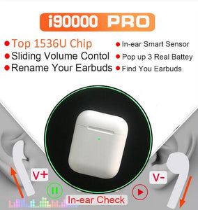i90000 Pro TWS Air 2 Wireless Earphone 8D Super Bass Bluetooth 5.0 Earphone Sliding Volume Adjustment