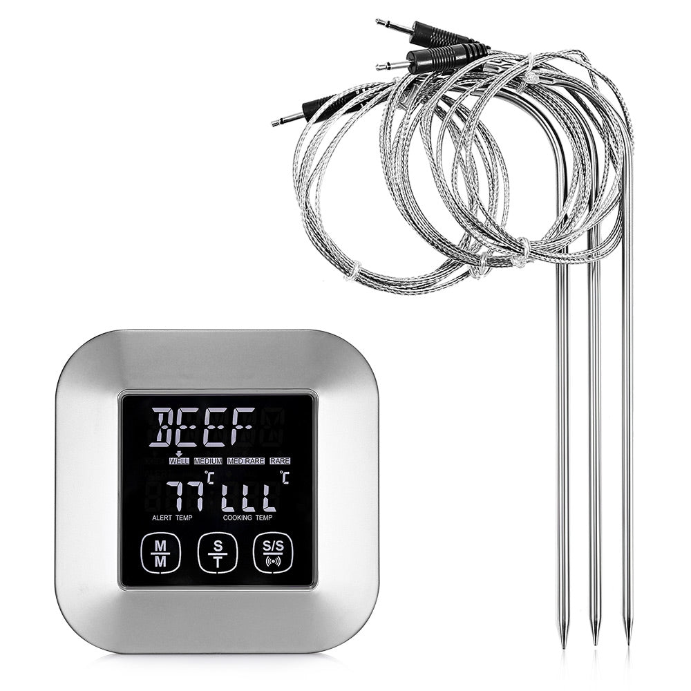 TS - 82 Digital Meat Thermometer with 3 Stainless Steel Temperature Probes for Kitchen Cooking