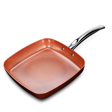 將圖片載入圖庫檢視器 Non stick Copper Square Frying Pan Skillet
