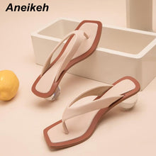 將圖片載入圖庫檢視器 Women Sandals Clear Transparent Med Heel Round Heel Shoes Open Toe Slipper Sandals For
