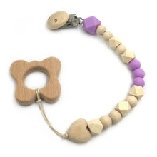 將圖片載入圖庫檢視器 Organic Wooden Animal Teether Natural Teething Grasping Toy Silicone Bead
