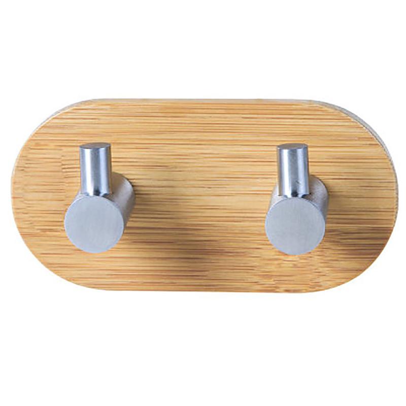 Bamboo And Wood Stainless Steel Three-row Hook