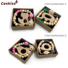 將圖片載入圖庫檢視器 Organic Wooden Animal Teether Natural Teething Grasping Toy Silicone Bead
