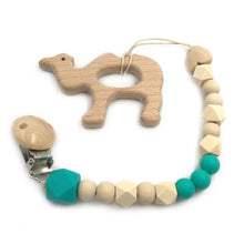 將圖片載入圖庫檢視器 Organic Wooden Animal Teether Natural Teething Grasping Toy Silicone Bead
