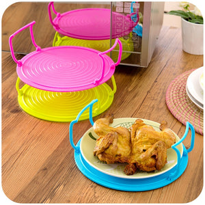 Microwave Oven Shelf Double Insulated Heating Tray Rack Bowls Layered Holder Organizer