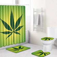 將圖片載入圖庫檢視器 Printing Maple Leaf Bathroom Mats Shower Curtain 4pcs Bath Mat Sets

