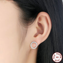 將圖片載入圖庫檢視器 Jewelry Silver Lucky Forever Circular Stud Earrings For Women Authentic Original
