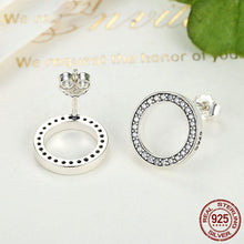 將圖片載入圖庫檢視器 Jewelry Silver Lucky Forever Circular Stud Earrings For Women Authentic Original
