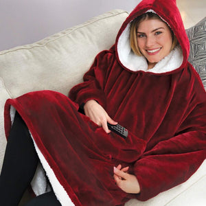 Extra Large Hood Soft Plush Blanket Outdoor Wool Hoodie