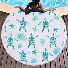 將圖片載入圖庫檢視器 Turtle Round Beach Towels With Tassel Microfiber Bohemia Beach Towel
