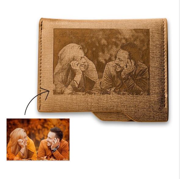 Custom Engraving leather Short Wallet