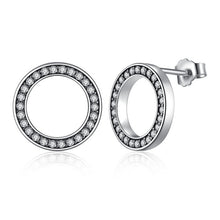 將圖片載入圖庫檢視器 Jewelry Silver Lucky Forever Circular Stud Earrings For Women Authentic Original
