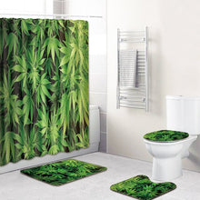 將圖片載入圖庫檢視器 Printing Maple Leaf Bathroom Mats Shower Curtain 4pcs Bath Mat Sets

