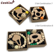 將圖片載入圖庫檢視器 Organic Wooden Animal Teether Natural Teething Grasping Toy Silicone Bead
