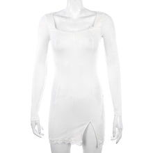 將圖片載入圖庫檢視器 Women Sexy Lace Patchwork Long Sleeve Split Dress
