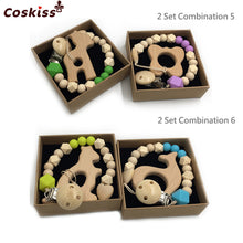 將圖片載入圖庫檢視器 Organic Wooden Animal Teether Natural Teething Grasping Toy Silicone Bead
