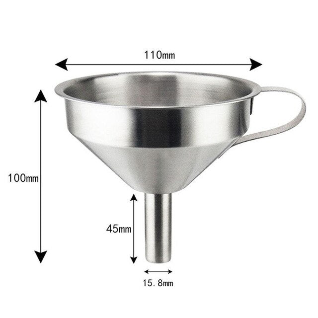 Stainless Steel Kitchen Funnel With Removable Strainer Filter Cooking Oil