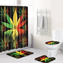 將圖片載入圖庫檢視器 Printing Maple Leaf Bathroom Mats Shower Curtain 4pcs Bath Mat Sets
