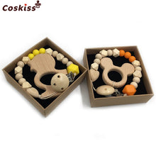 將圖片載入圖庫檢視器 Organic Wooden Animal Teether Natural Teething Grasping Toy Silicone Bead
