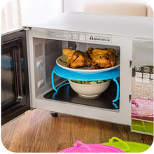 將圖片載入圖庫檢視器 Microwave Oven Shelf Double Insulated Heating Tray Rack Bowls Layered Holder Organizer
