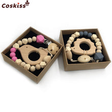 將圖片載入圖庫檢視器 Organic Wooden Animal Teether Natural Teething Grasping Toy Silicone Bead
