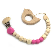 將圖片載入圖庫檢視器 Organic Wooden Animal Teether Natural Teething Grasping Toy Silicone Bead
