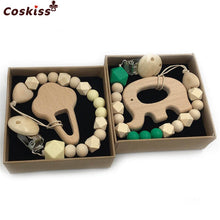 將圖片載入圖庫檢視器 Organic Wooden Animal Teether Natural Teething Grasping Toy Silicone Bead
