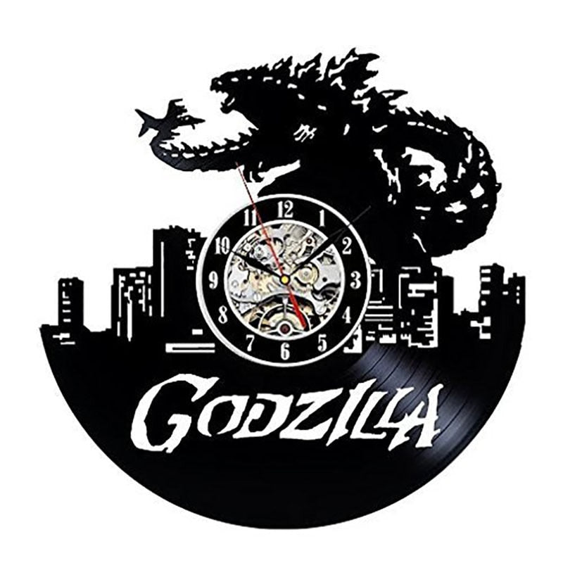 Large Wall Clock Free Shipping Godzilla Pattern Vinyl Material Modern Family Retro Style Decorative