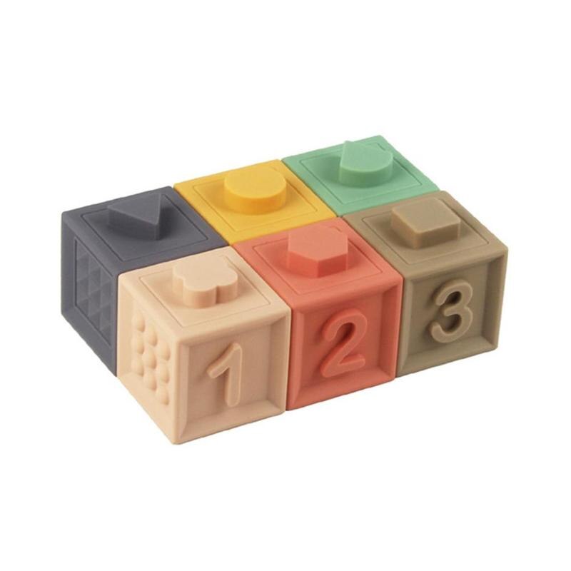 Baby Grasp Toy Soft Rubber Vinyl Embossed Building Blocks