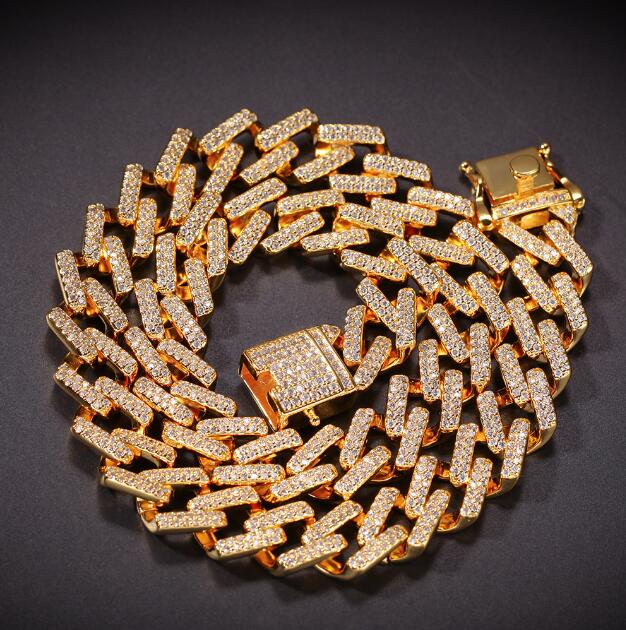 Cubic Zirconia Prong Link Necklace Gold Silver Plated Luxury Copper Micro Paved