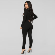 將圖片載入圖庫檢視器 Women Black Full Sleeve Sports Jumpsuit
