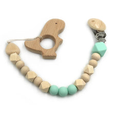 將圖片載入圖庫檢視器 Organic Wooden Animal Teether Natural Teething Grasping Toy Silicone Bead
