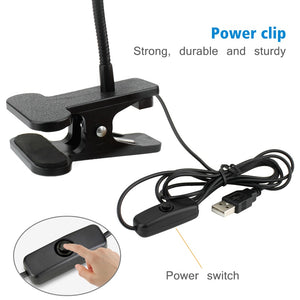 LED Book Reading Desk Lamp USB Clip On Desk Light Bedroom Night Lighting