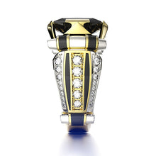 將圖片載入圖庫檢視器 Gold with Black Stone Mens Ring Steampunk Vintage
