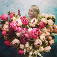 將圖片載入圖庫檢視器 Artificial flowers Peony Vivid flores artificiales Fake Silk Rose
